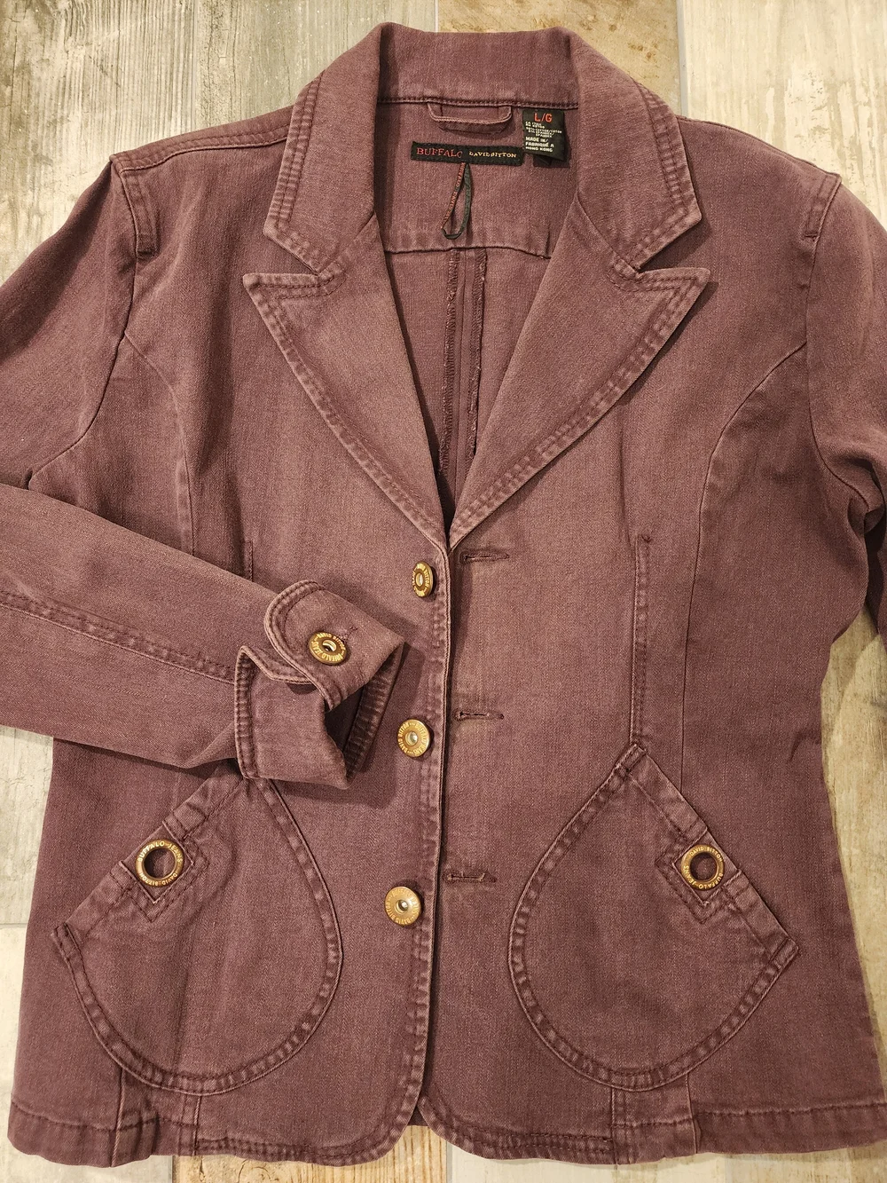 Buffalo David Bitton Plum Tailored Denim Blazer Jacket